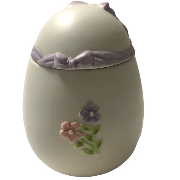 Vintage Lefton Hand Painted China Ceramic Egg 1991 Trinket Box  Easter Spring - Picture 3 of 9